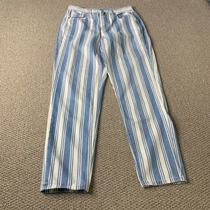 American Eagle Outfitters‎ Womens Jeans Size 4 Blue/White Striped Denim Mom